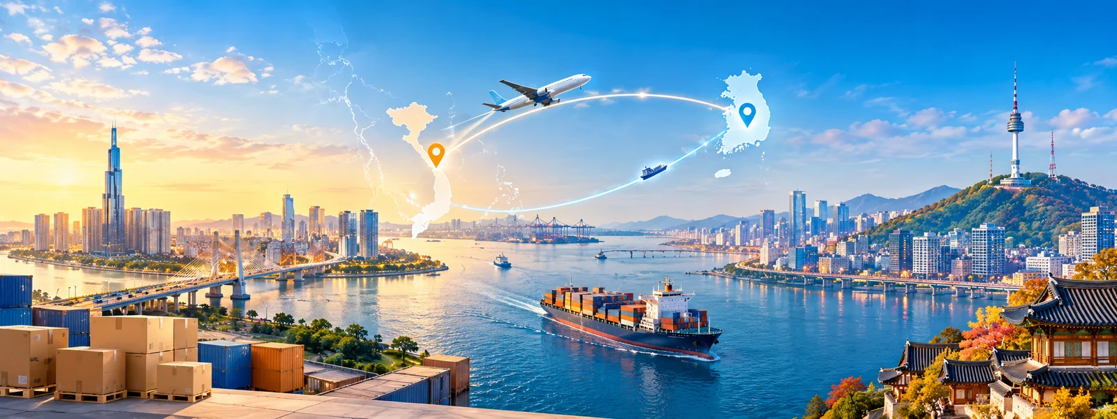 Tuyến vận chuyển Việt Nam đi Hàn Quốc - Seoul, Busan
