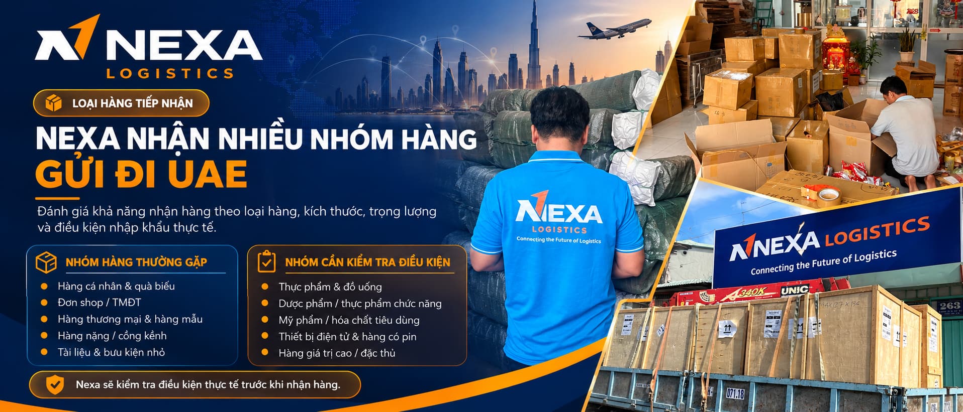 Các loại hàng Nexa nhận gửi đi UAE